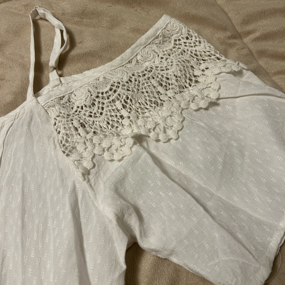 American Rag White Tie Front Ruffled Blouse - Picture 8 of 10